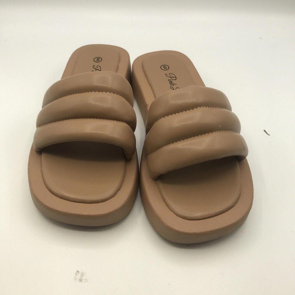 Pink Lily Girls Sandals Size 5 Brown Beige Flat Comfort